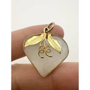 Vintage natural White jade Heart pendant